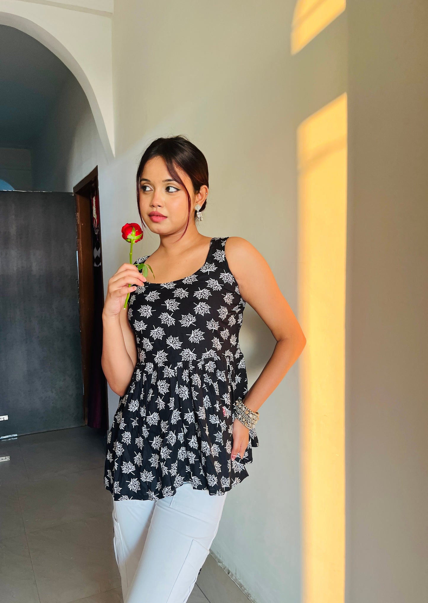 Diya Black Bloom Kurti