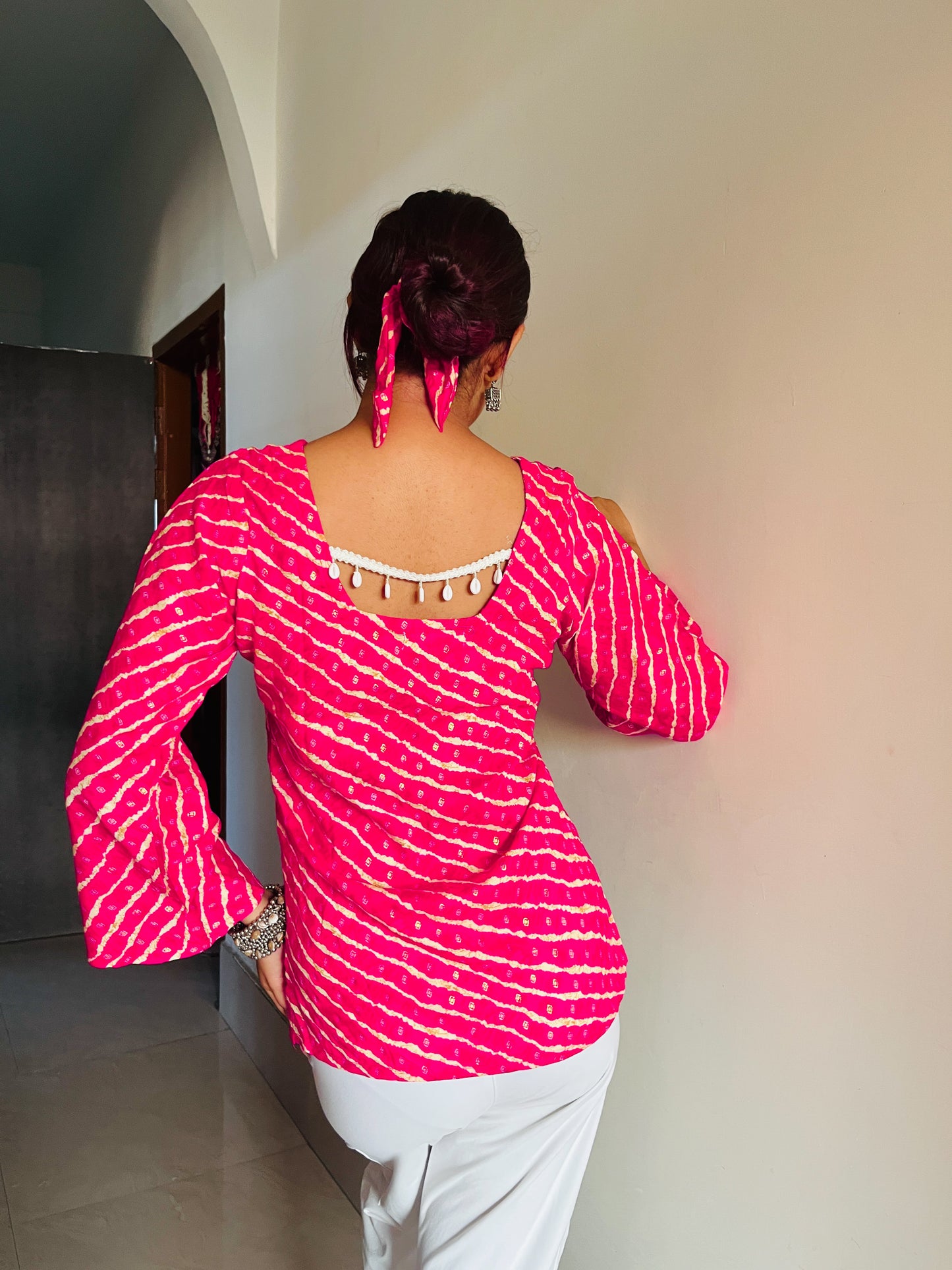 Rani Pink Bandhani Charm top