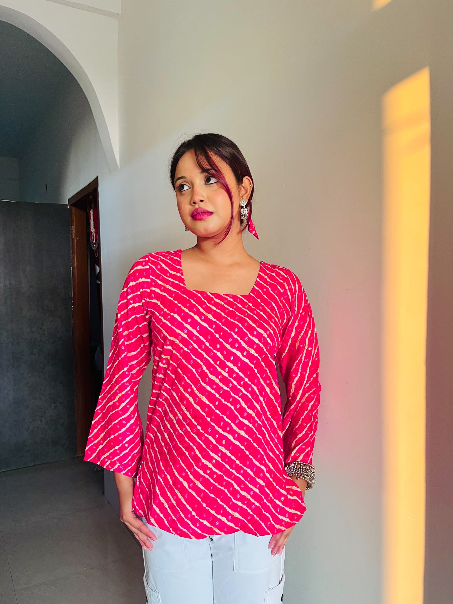 Rani Pink Bandhani Charm top