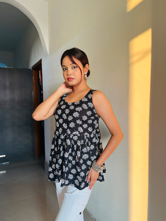Diya Black Bloom Kurti