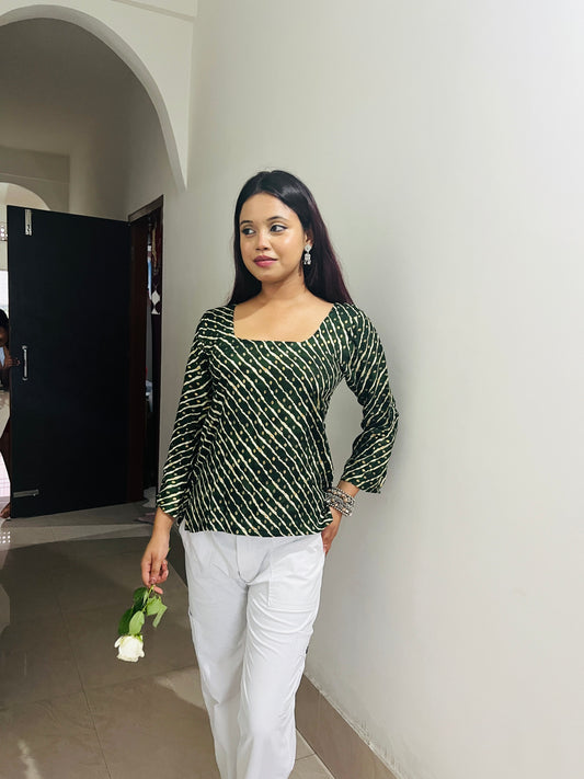 Indie Charm Bandhani Print Top