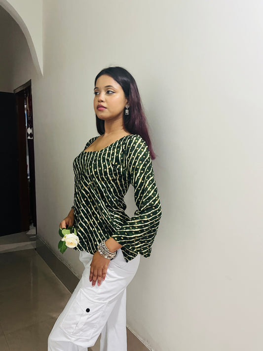 Indie Charm Bandhani Print Top