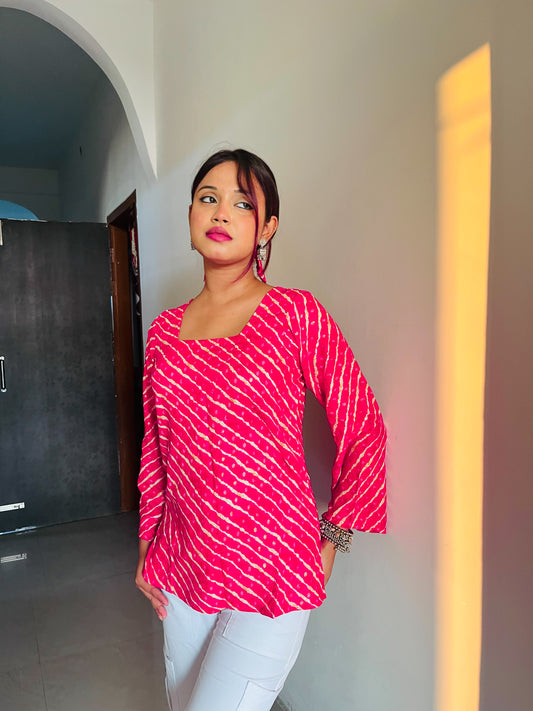 Rani Pink Bandhani Charm top