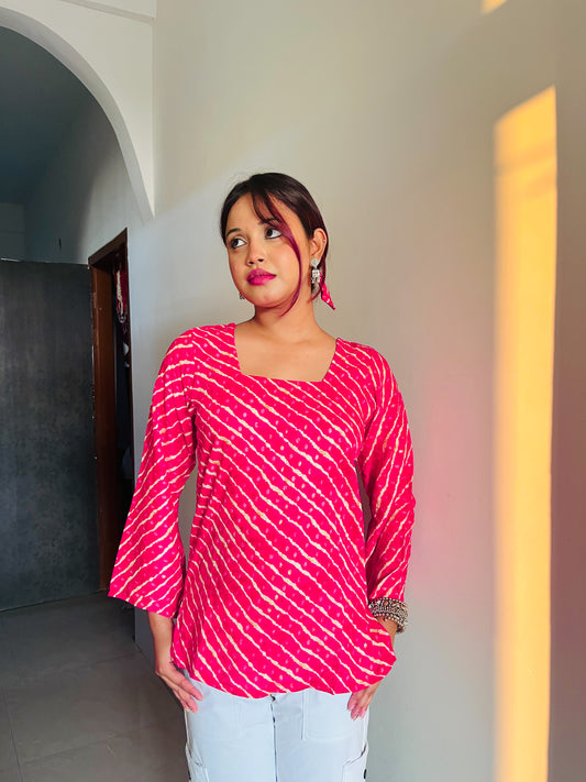 Rani Pink Bandhani Charm top